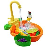 Brillie Bañera para pájaros- bañera para Loros con Grifo- comedero para pájaros- Cuenco para Loros pequeños- Periquito…